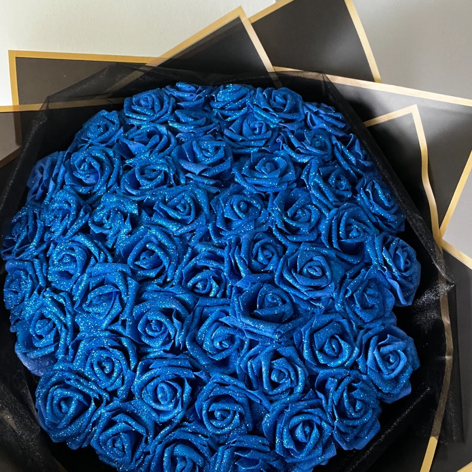 GLITTER ROSES CLASSIC BOUQUET - BLUE