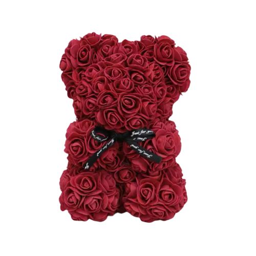 HANDMADE ROSES BEAR - BURGUNDY