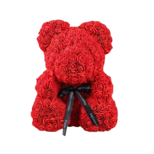 HANDMADE ROSES BEAR - RED