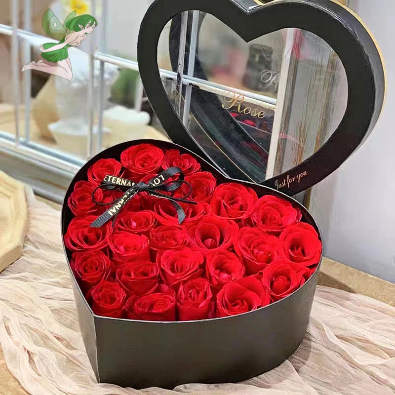 HEART SHAPED ROSES GIFT BOX - RED