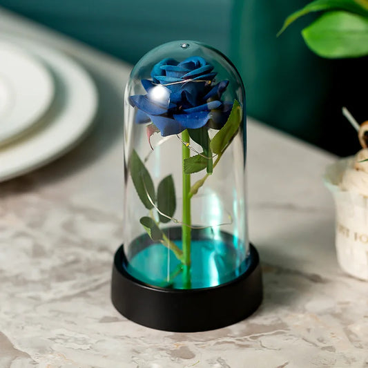 PRESERVED MAGICAL ROSE BELL JAR - BLUE