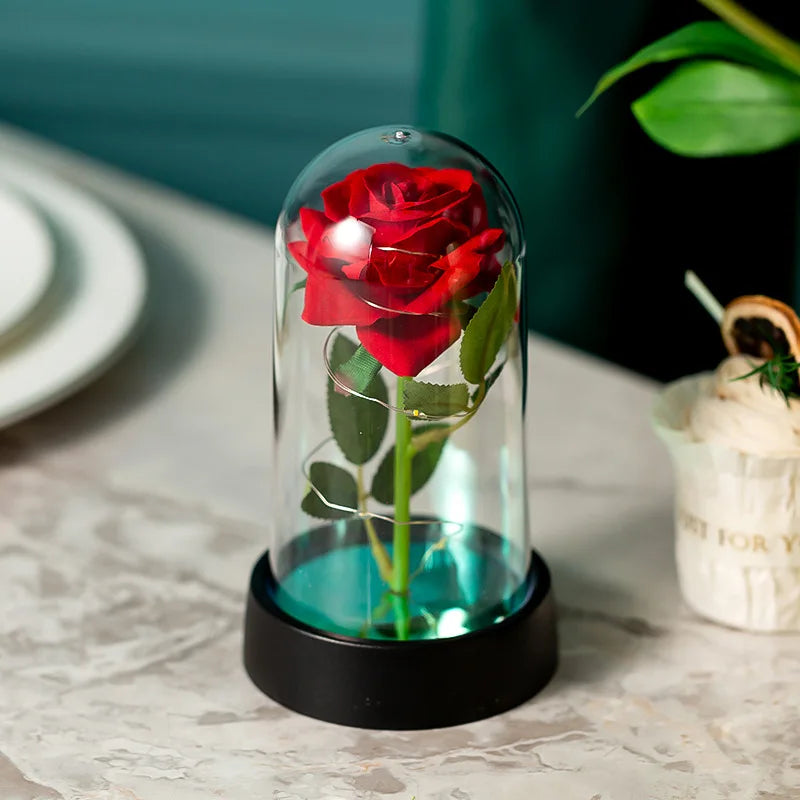 PRESERVED MAGICAL ROSE BELL JAR - BLUE